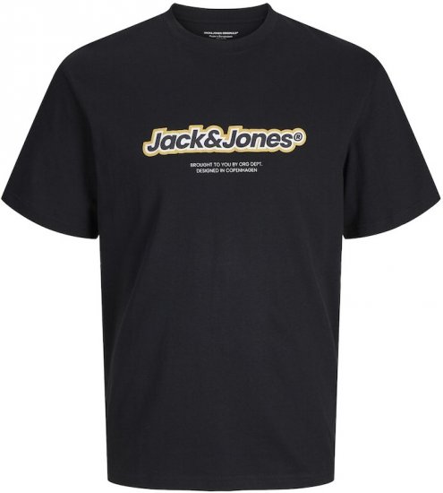 Jack & Jones ESTERBRO Newton T-Shirt Black - Μακό μπλουζάκια - Aνδρικά μπλουζεσ μεγάλα μεγέθη