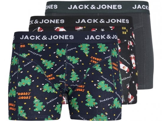 Jack & Jones HOLLY JOLLY Trunks 3-Pack Black - Εσώρουχα/Μαγιό - Aνδρικά Εσώρουχα μεγάλα μεγέθη