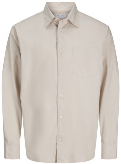  Jack & Jones Cody Poplin Long Sleeve Shirt Moonbeam - Πουκάμισα - Aνδρικά πουκαμισα μεγαλα μεγάλα μεγέθη