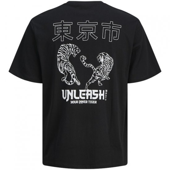 Jack & Jones Miko Crew Neck T-Shirt Black - Μακό μπλουζάκια - Aνδρικά μπλουζεσ μεγάλα μεγέθη