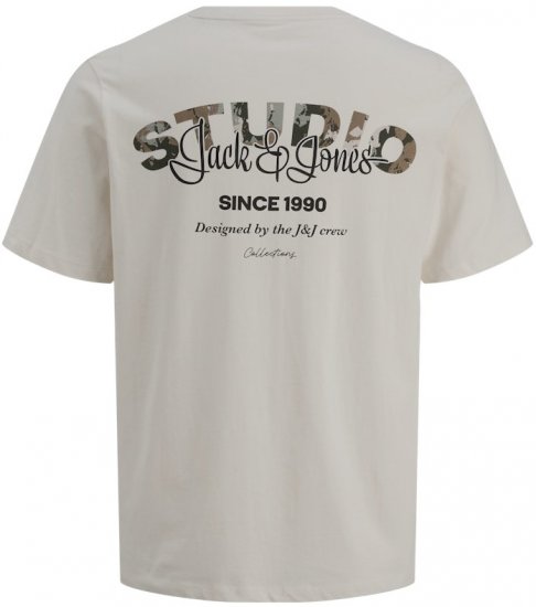 Jack & Jones Yuki Back Print Crew Neck T-Shirt Moonbeam - Μακό μπλουζάκια - Aνδρικά μπλουζεσ μεγάλα μεγέθη