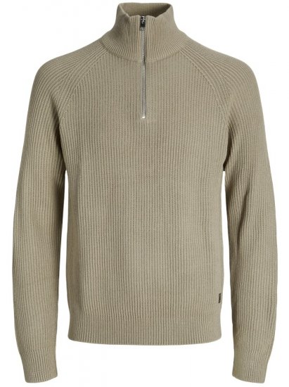 Jack & Jones Pannel Knit Half Zip Pullover Crockery - φούτερ/Φούτερ με κουκούλα - φούτερ/Φούτερ με κουκούλα ανδρικά μεγάλα μεγέθη 