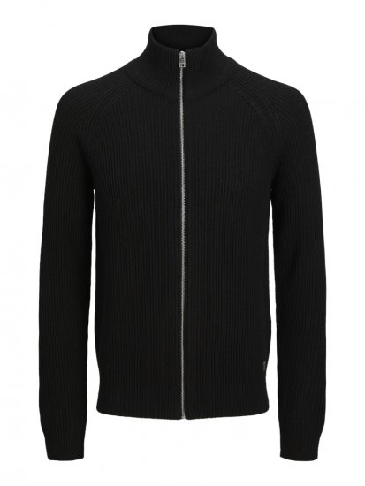 Jack & Jones Pannel Zip Knit Cardigan Black - φούτερ/Φούτερ με κουκούλα - φούτερ/Φούτερ με κουκούλα ανδρικά μεγάλα μεγέθη 