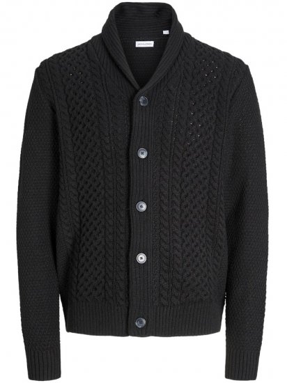 Jack & Jones Paul Shawl Knit Cardigan Black - φούτερ/Φούτερ με κουκούλα - φούτερ/Φούτερ με κουκούλα ανδρικά μεγάλα μεγέθη 