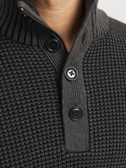 Jack & Jones Ethan High Neck Knit Pullover Black - φούτερ/Φούτερ με κουκούλα - φούτερ/Φούτερ με κουκούλα ανδρικά μεγάλα μεγέθη 