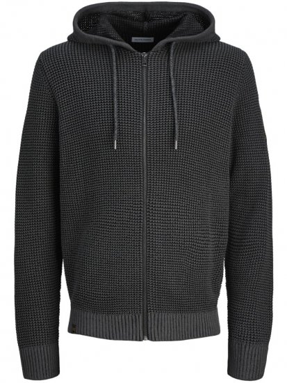 Jack & Jones Zip Knit Hoodie Black - φούτερ/Φούτερ με κουκούλα - φούτερ/Φούτερ με κουκούλα ανδρικά μεγάλα μεγέθη 