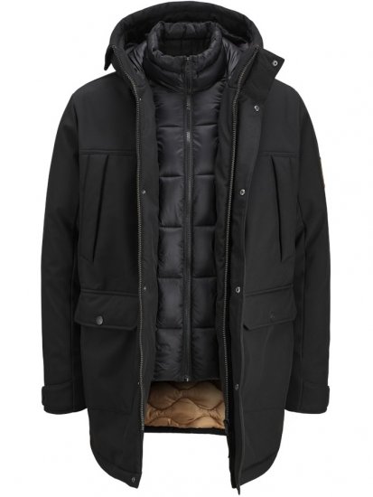 Jack & Jones Finn Softshell Parka Black - Μπουφάν - Aνδρικά μπουφαν μεγάλα μεγέθη