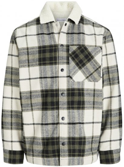 Jack & Jones Zac Teddy Long Sleeve Overshirt Jacket Dusty Olive - Μπουφάν - Aνδρικά μπουφαν μεγάλα μεγέθη