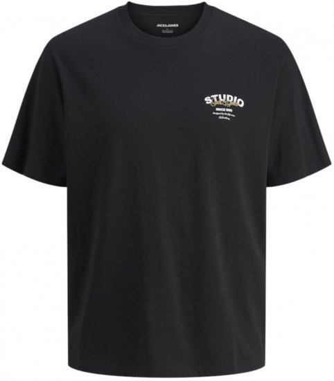 Jack & Jones Yuki Crew Neck T-Shirt Black - Μακό μπλουζάκια - Aνδρικά μπλουζεσ μεγάλα μεγέθη