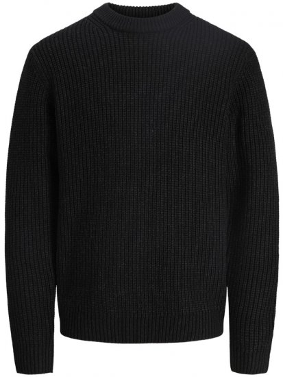 Jack & Jones Bleecker Crew Neck Knitted Sweater Black - φούτερ/Φούτερ με κουκούλα - φούτερ/Φούτερ με κουκούλα ανδρικά μεγάλα μεγέθη 