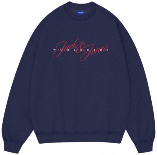 Jack & Jones Wood Crew Neck Sweatshirt Ocean Cavern - φούτερ/Φούτερ με κουκούλα - φούτερ/Φούτερ με κουκούλα ανδρικά μεγάλα μεγέθη 