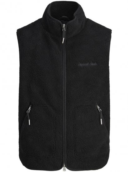Jack & Jones Norrebro Teddy Gilet Vest Black - Αμάνικα μπουφάν - Γιλέκα σε μεγάλα μεγέθη