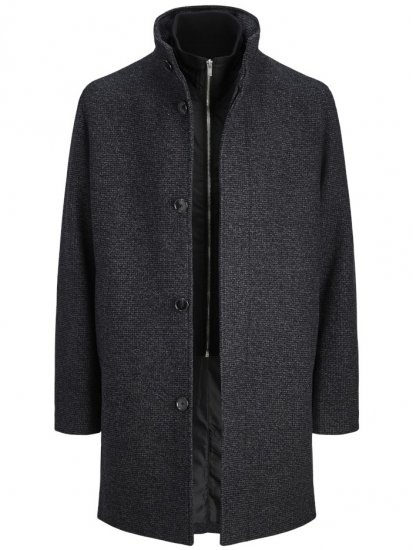 Jack & Jones Keith Standcollar Wool Blend Jacket Charcoal Grey - Μπουφάν - Aνδρικά μπουφαν μεγάλα μεγέθη