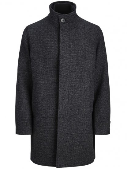 Jack & Jones Keith Standcollar Wool Blend Jacket Charcoal Grey - Μπουφάν - Aνδρικά μπουφαν μεγάλα μεγέθη