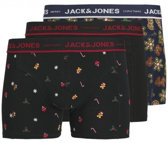 Jack & Jones Gingerbread Trunks 3-Pack Black - Εσώρουχα/Μαγιό - Aνδρικά Εσώρουχα μεγάλα μεγέθη