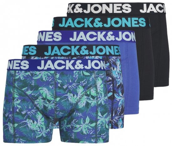 Jack & Jones Tropical Flowers Trunks 5-Pack Blue - Εσώρουχα/Μαγιό - Aνδρικά Εσώρουχα μεγάλα μεγέθη