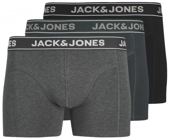 Jack & Jones Black Friday Trunks 3-Pack Grey Black - Εσώρουχα/Μαγιό - Aνδρικά Εσώρουχα μεγάλα μεγέθη