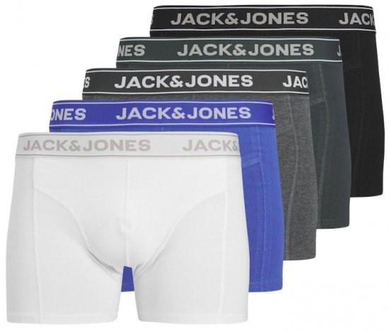 Jack & Jones Black Friday Trunks 5-Pack Black Grey Blue White - Εσώρουχα/Μαγιό - Aνδρικά Εσώρουχα μεγάλα μεγέθη