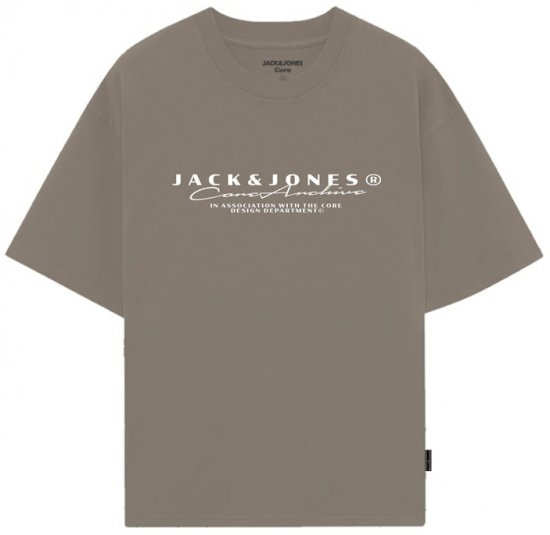Jack & Jones Point Branding Crew Neck T-Shirt Desert Taupe - Μακό μπλουζάκια - Aνδρικά μπλουζεσ μεγάλα μεγέθη