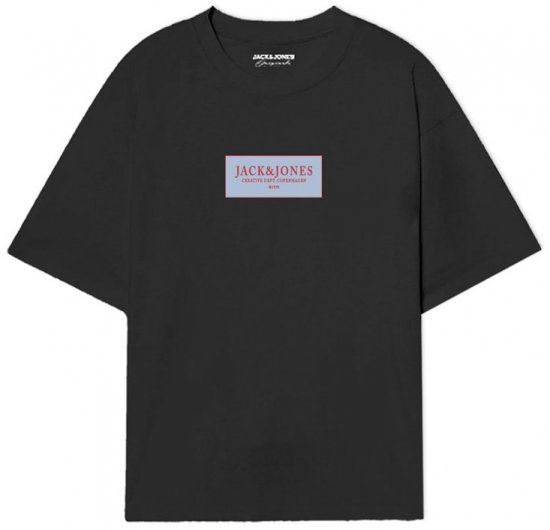 Jack & Jones Greene Crew Neck T-Shirt Black - Μακό μπλουζάκια - Aνδρικά μπλουζεσ μεγάλα μεγέθη