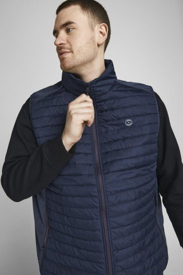 Jack & Jones MULTI BODYWARMER With COLLAR Navy Blazer - Μπουφάν - Aνδρικά μπουφαν μεγάλα μεγέθη
