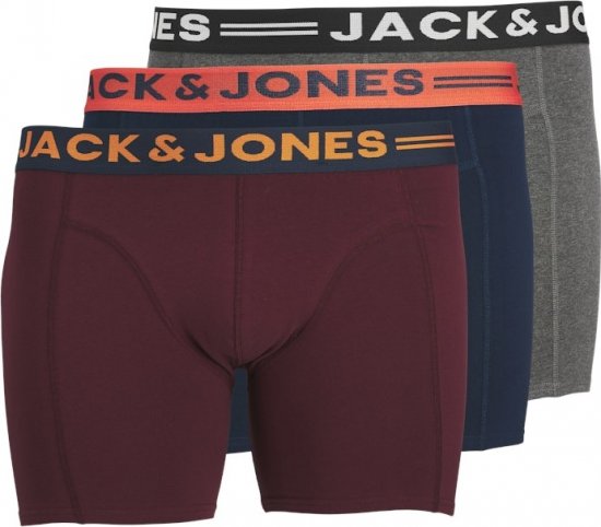 Jack & Jones LICHFIELD Trunks 3-Pack Burgundy - Εσώρουχα/Μαγιό - Aνδρικά Εσώρουχα μεγάλα μεγέθη