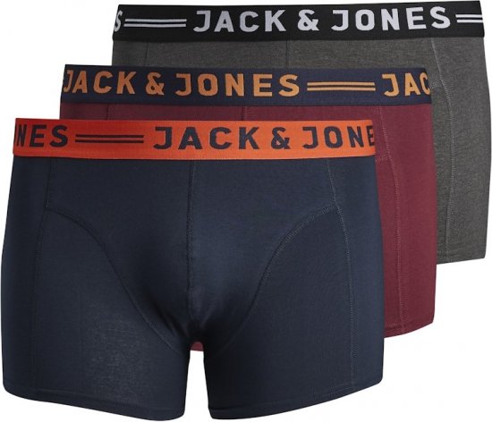 Jack & Jones LICHFIELD Trunks 3-Pack Burgundy - Εσώρουχα/Μαγιό - Aνδρικά Εσώρουχα μεγάλα μεγέθη