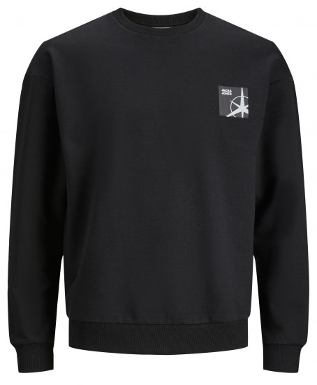 Jack & Jones JCOFILO Crew Neck Sweater with Back Print Black - φούτερ/Φούτερ με κουκούλα - φούτερ/Φούτερ με κουκούλα ανδρικά μεγάλα μεγέθη 
