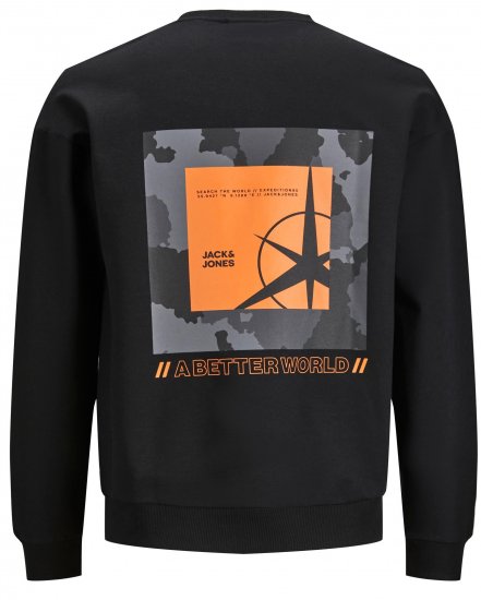 Jack & Jones JCOFILO Crew Neck Sweater with Back Print Black - φούτερ/Φούτερ με κουκούλα - φούτερ/Φούτερ με κουκούλα ανδρικά μεγάλα μεγέθη 