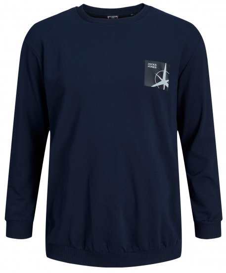 Jack & Jones JCOFILO Crew Neck Sweater with Back Print Navy Blazer - φούτερ/Φούτερ με κουκούλα - φούτερ/Φούτερ με κουκούλα ανδρικά μεγάλα μεγέθη 