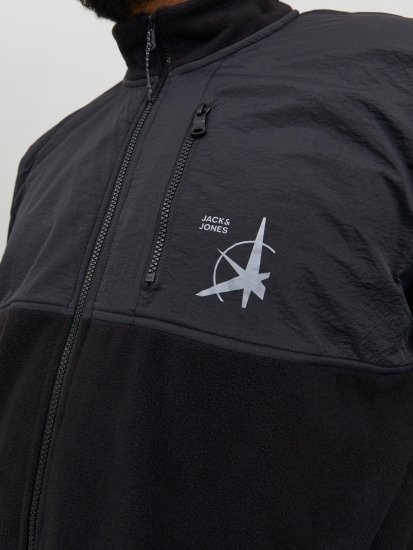 Jack & Jones JCOFILO POLARFLEECE with Zipper Black - φούτερ/Φούτερ με κουκούλα - φούτερ/Φούτερ με κουκούλα ανδρικά μεγάλα μεγέθη 