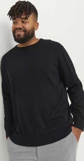 Jack & Jones BASIC Knitted Sweater Black - φούτερ/Φούτερ με κουκούλα - φούτερ/Φούτερ με κουκούλα ανδρικά μεγάλα μεγέθη 
