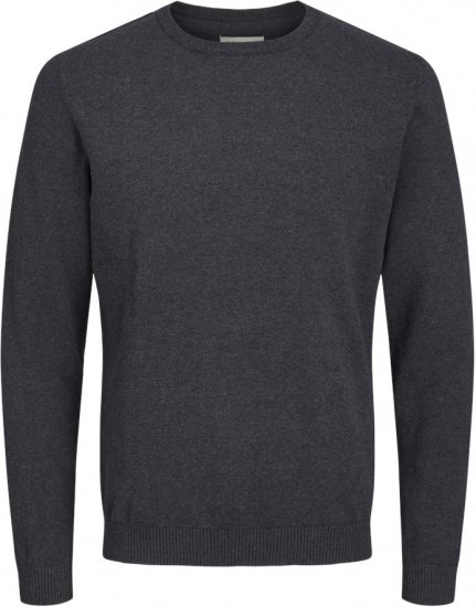 Jack & Jones BASIC Knitted Sweater Dark Grey Melange - φούτερ/Φούτερ με κουκούλα - φούτερ/Φούτερ με κουκούλα ανδρικά μεγάλα μεγέθη 