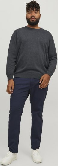 Jack & Jones BASIC Knitted Sweater Dark Grey Melange - φούτερ/Φούτερ με κουκούλα - φούτερ/Φούτερ με κουκούλα ανδρικά μεγάλα μεγέθη 