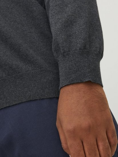 Jack & Jones BASIC Knitted Sweater Dark Grey Melange - φούτερ/Φούτερ με κουκούλα - φούτερ/Φούτερ με κουκούλα ανδρικά μεγάλα μεγέθη 