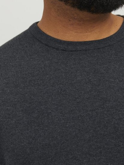 Jack & Jones BASIC Knitted Sweater Dark Grey Melange - φούτερ/Φούτερ με κουκούλα - φούτερ/Φούτερ με κουκούλα ανδρικά μεγάλα μεγέθη 