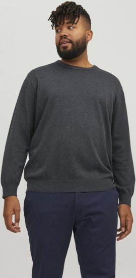 Jack & Jones BASIC Knitted Sweater Dark Grey Melange - φούτερ/Φούτερ με κουκούλα - φούτερ/Φούτερ με κουκούλα ανδρικά μεγάλα μεγέθη 