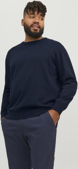 Jack & Jones BASIC Knitted Sweater Navy Blazer - φούτερ/Φούτερ με κουκούλα - φούτερ/Φούτερ με κουκούλα ανδρικά μεγάλα μεγέθη 