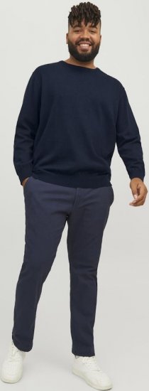 Jack & Jones BASIC Knitted Sweater Navy Blazer - φούτερ/Φούτερ με κουκούλα - φούτερ/Φούτερ με κουκούλα ανδρικά μεγάλα μεγέθη 