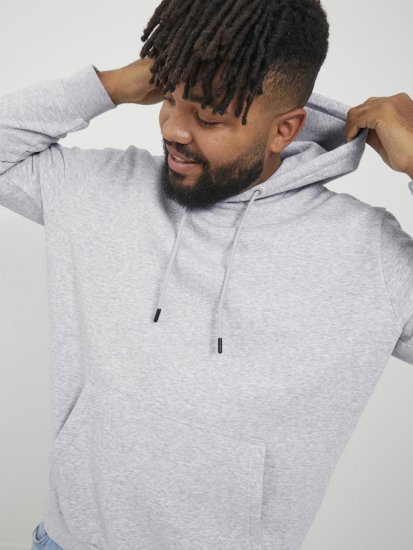Jack & Jones BRADLEY Hoodie Light Grey Melange - φούτερ/Φούτερ με κουκούλα - φούτερ/Φούτερ με κουκούλα ανδρικά μεγάλα μεγέθη 