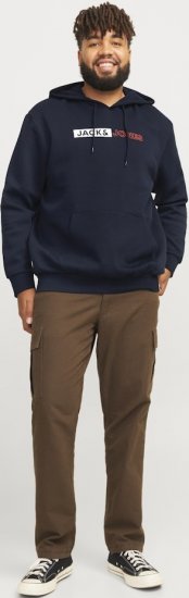 Jack & Jones CORP LOGO PLAY 5 Print Hoodie Navy Blazer - φούτερ/Φούτερ με κουκούλα - φούτερ/Φούτερ με κουκούλα ανδρικά μεγάλα μεγέθη 