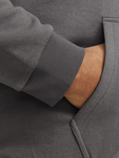 Jack & Jones BRADLEY Hoodie Grey - φούτερ/Φούτερ με κουκούλα - φούτερ/Φούτερ με κουκούλα ανδρικά μεγάλα μεγέθη 