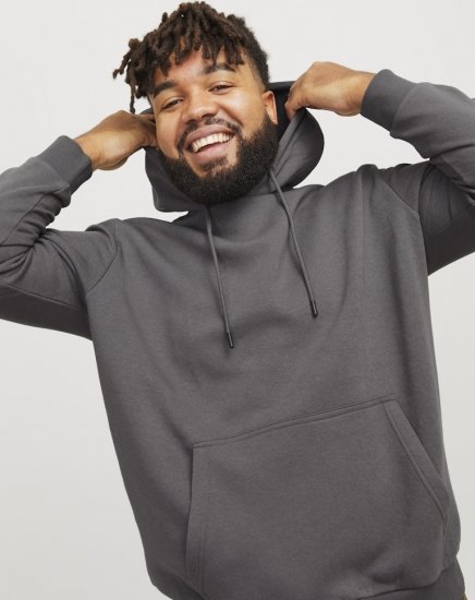 Jack & Jones BRADLEY Hoodie Grey - φούτερ/Φούτερ με κουκούλα - φούτερ/Φούτερ με κουκούλα ανδρικά μεγάλα μεγέθη 