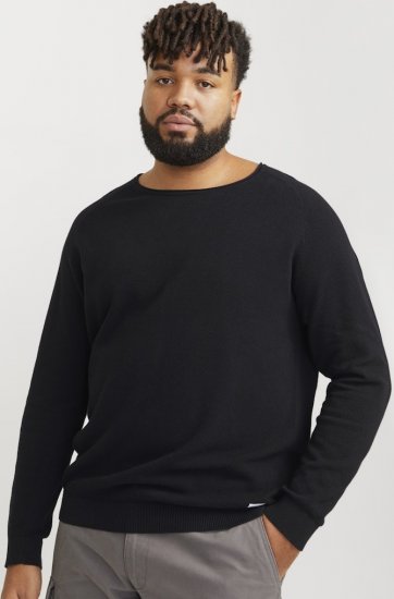 Jack & Jones HILL Knitted Sweater Black - φούτερ/Φούτερ με κουκούλα - φούτερ/Φούτερ με κουκούλα ανδρικά μεγάλα μεγέθη 