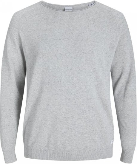 Jack & Jones HILL Knitted Sweater Light Grey Melange - φούτερ/Φούτερ με κουκούλα - φούτερ/Φούτερ με κουκούλα ανδρικά μεγάλα μεγέθη 