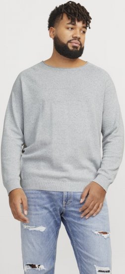 Jack & Jones HILL Knitted Sweater Light Grey Melange - φούτερ/Φούτερ με κουκούλα - φούτερ/Φούτερ με κουκούλα ανδρικά μεγάλα μεγέθη 