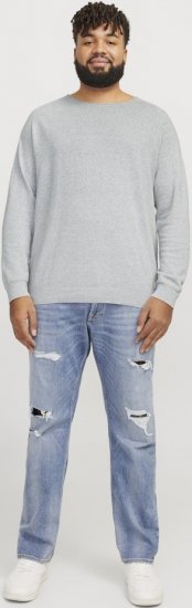 Jack & Jones HILL Knitted Sweater Light Grey Melange - φούτερ/Φούτερ με κουκούλα - φούτερ/Φούτερ με κουκούλα ανδρικά μεγάλα μεγέθη 