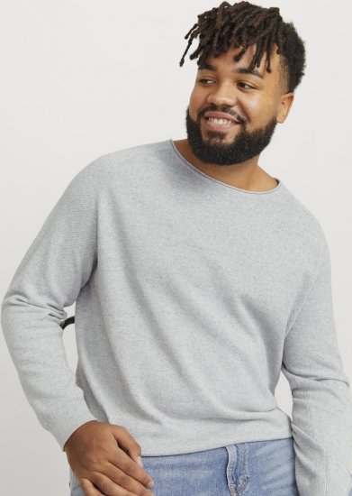 Jack & Jones HILL Knitted Sweater Light Grey Melange - φούτερ/Φούτερ με κουκούλα - φούτερ/Φούτερ με κουκούλα ανδρικά μεγάλα μεγέθη 