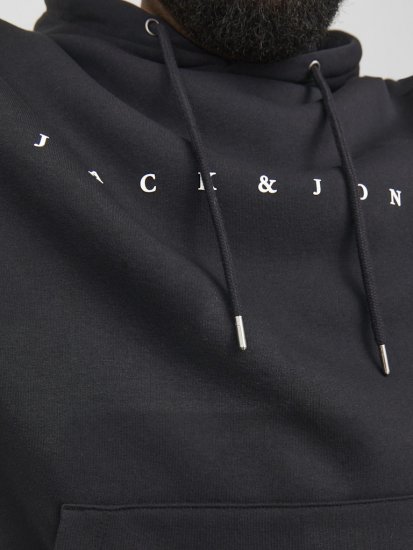Jack & Jones STAR Hoodie Black - φούτερ/Φούτερ με κουκούλα - φούτερ/Φούτερ με κουκούλα ανδρικά μεγάλα μεγέθη 