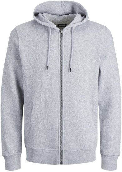 Jack & Jones BRADLEY Zip Hoodie Light Grey Melange - φούτερ/Φούτερ με κουκούλα - φούτερ/Φούτερ με κουκούλα ανδρικά μεγάλα μεγέθη 